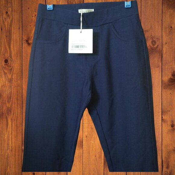 Yelete Women's Small Navy Blue "Somewhere To Go" Ponte Pants Skinny Classic NEW - Picture 2 of 4